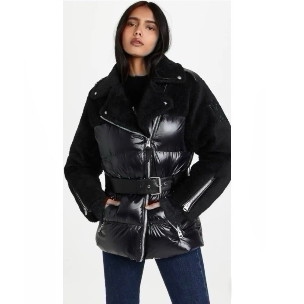 NEW Mackage Women’s Rune Moto Sherpa Down Puffer Jacket